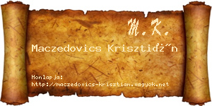 Maczedovics Krisztián névjegykártya